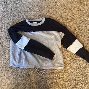 sweatshirt, drawstring at bottom, extremely soft, worn once